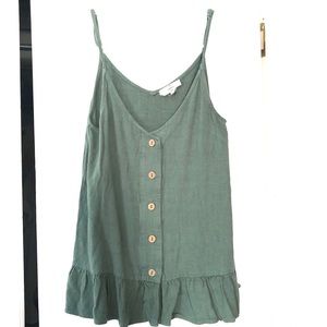 Entro Sea-green Button up ruffle tank top